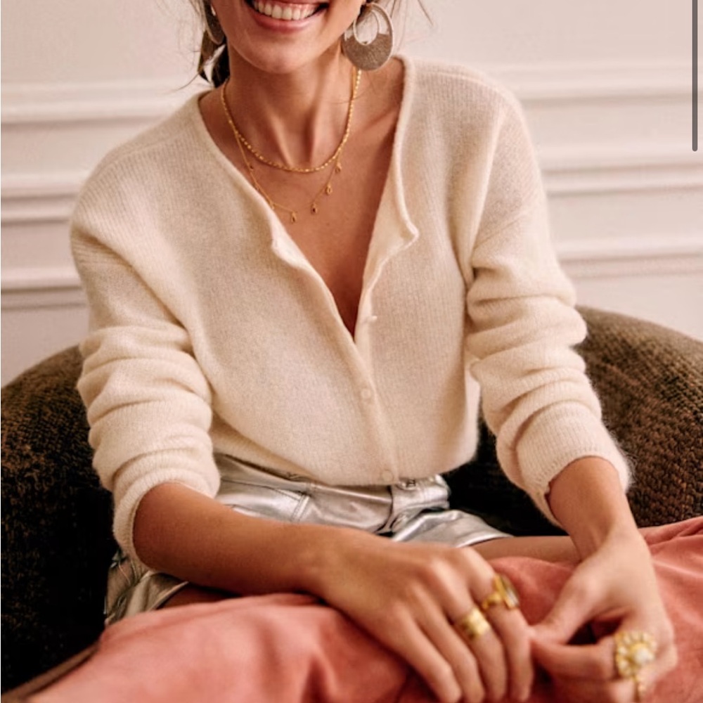 Sezane Gaspard Cardigan Ecru